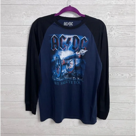 AC/DC Men’s Blue Long Sleeve Band Tee Shirt. Size L - Picture 1 of 5